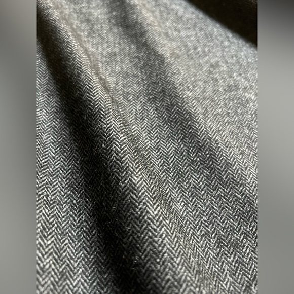 Charcoal Flared Maxi Skirt, High Waist, Herringbone Skirt - Picture 4 of 8